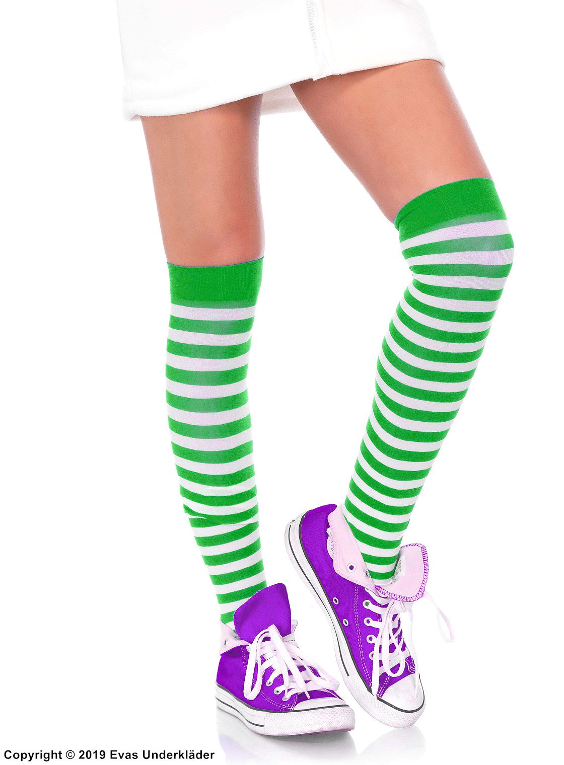 Thigh high stockings, nylon, colorful stripes